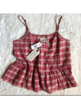 Current/Elliott Workwear Plaid Peplum Tank